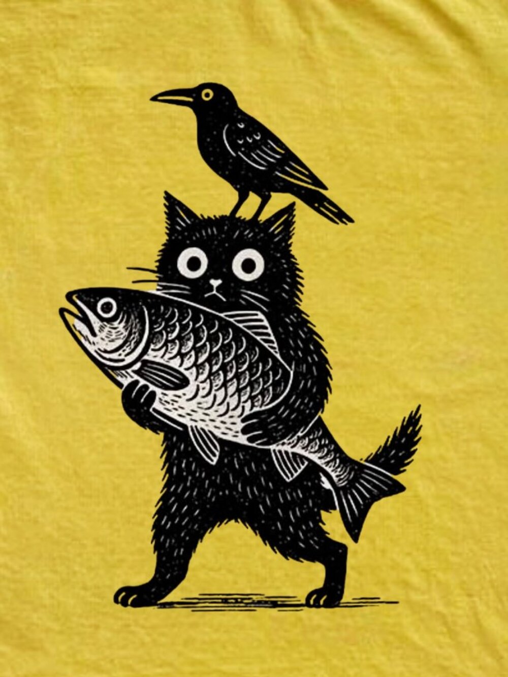 Cat Holding Fish Graphic Tee - Picture 2 of 4